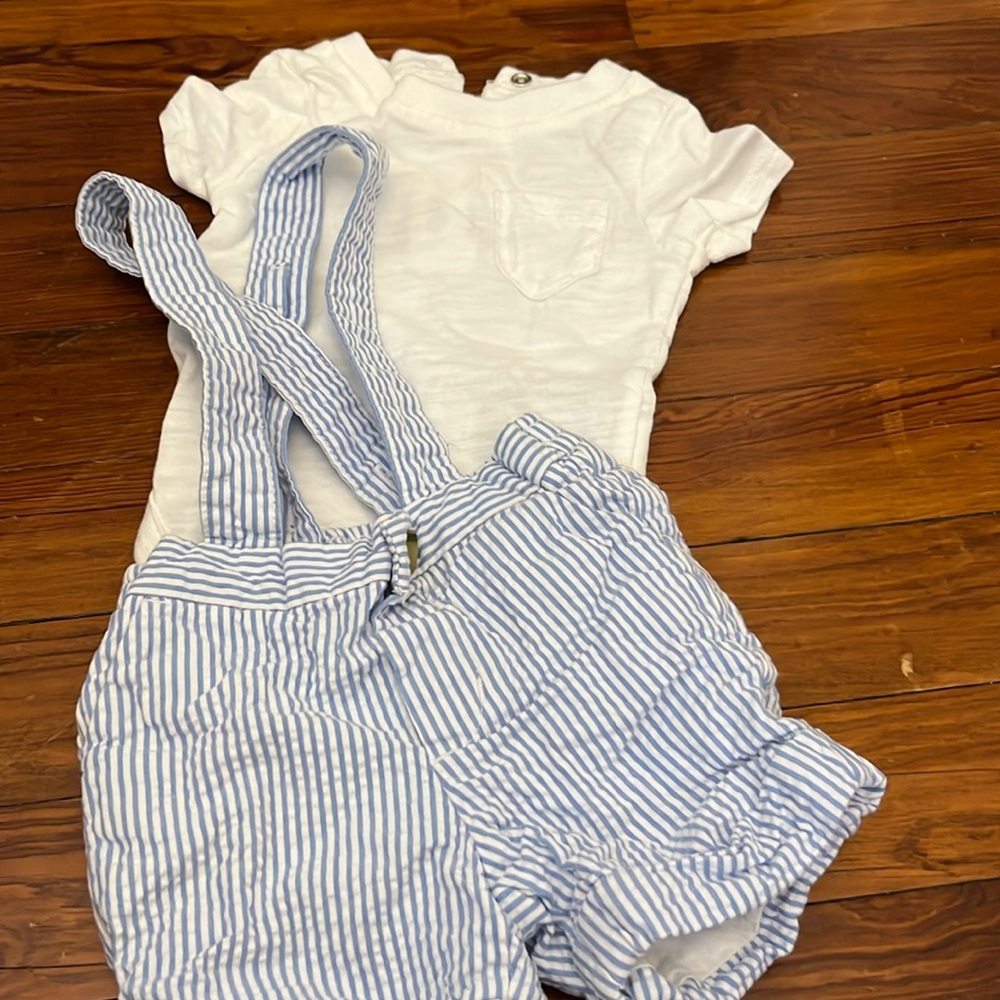 Adorable Janie and Jack seersucker overalls